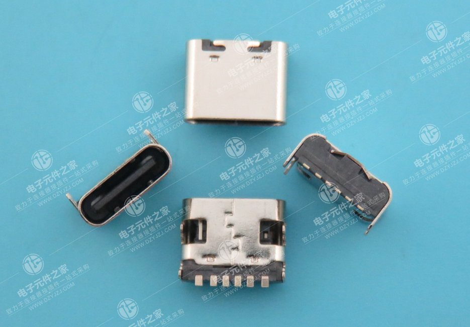 USB TYPE C 母座板上6P SMT單排 無彈